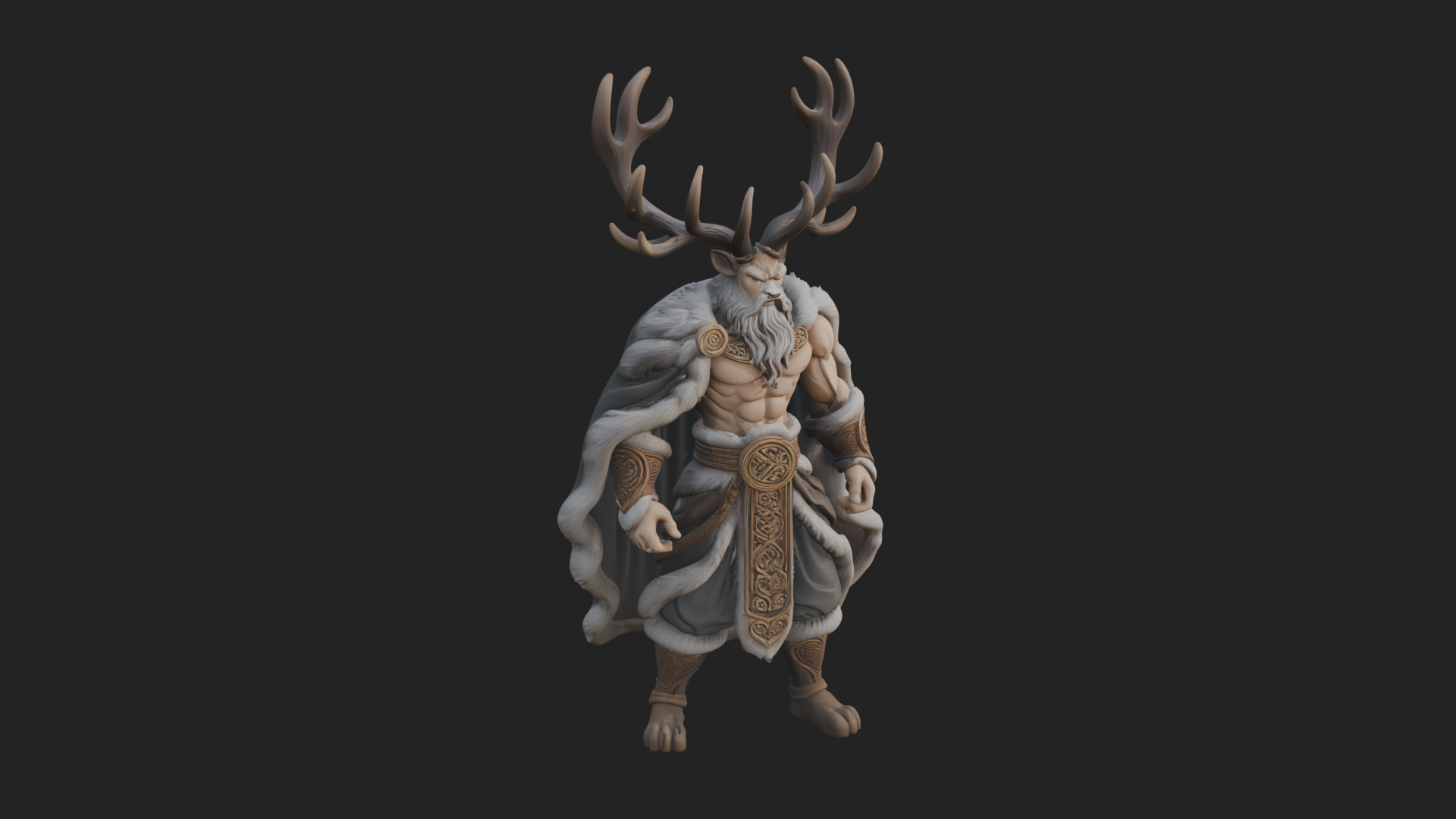 Antlered Forest God Statue Design 3 3D Print Model 3D Model