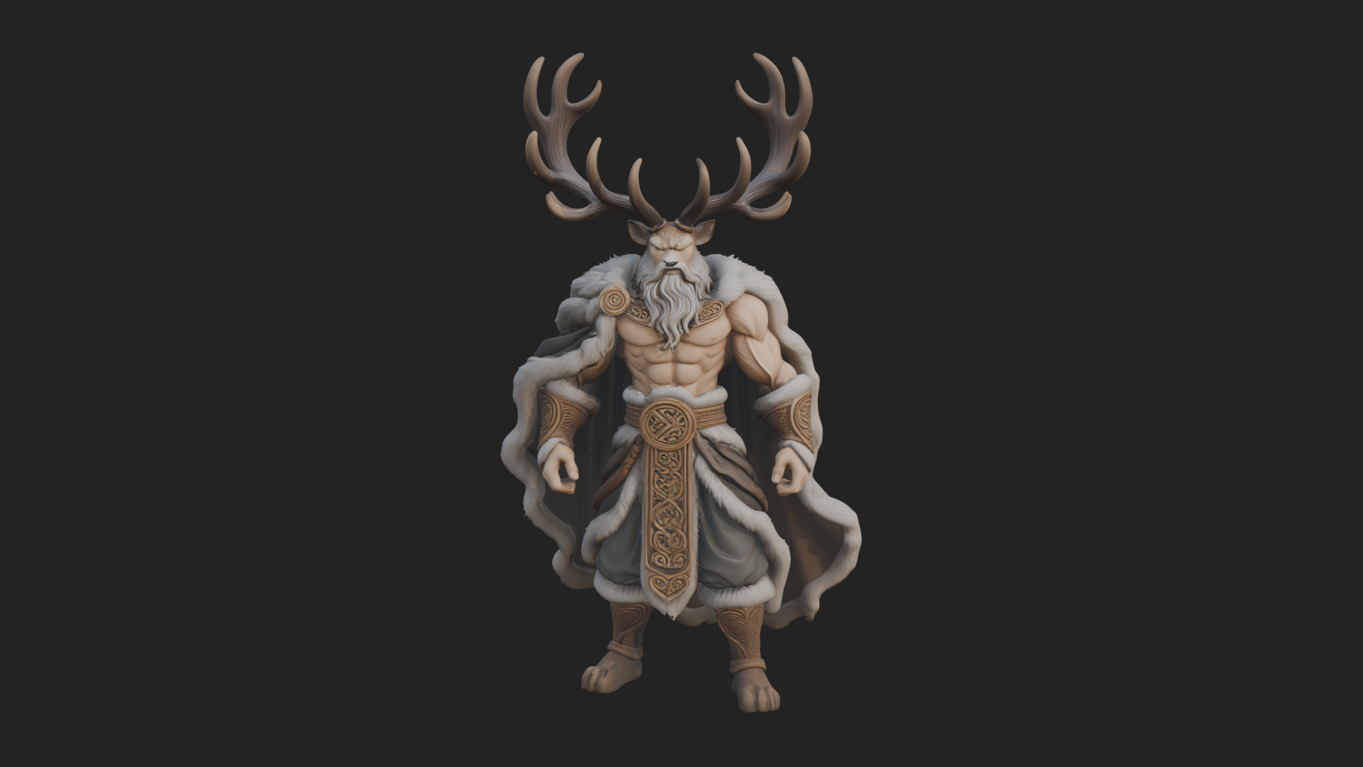 Antlered Forest God Statue Design 3 3D Print Model 3D Model
