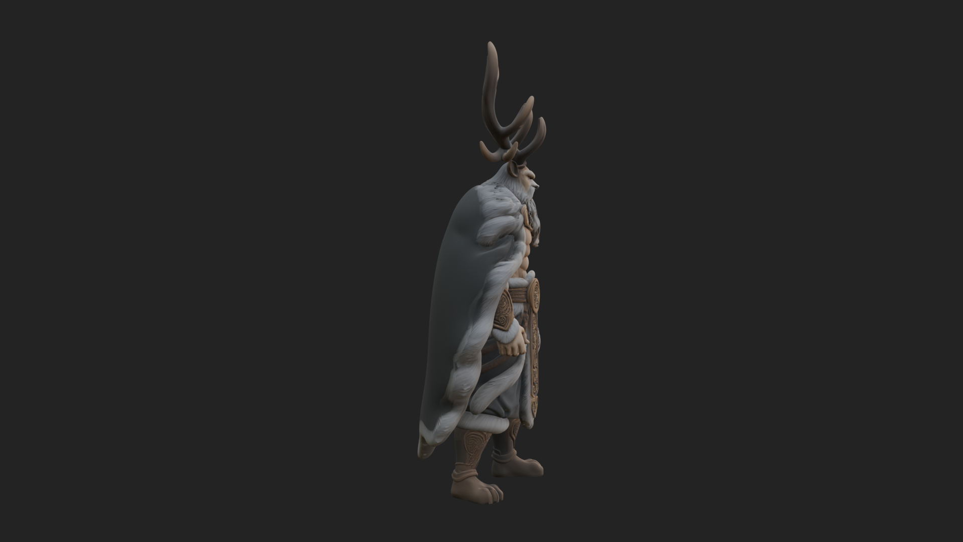 Antlered Forest God Statue Design 3 3D Print Model 3D Model