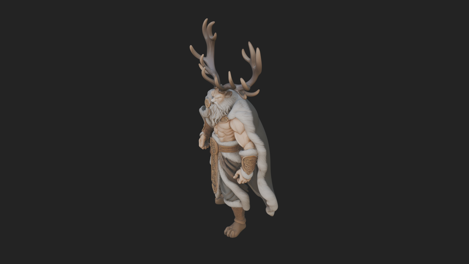 Antlered Forest God Statue Design 3 3D Print Model 3D Model