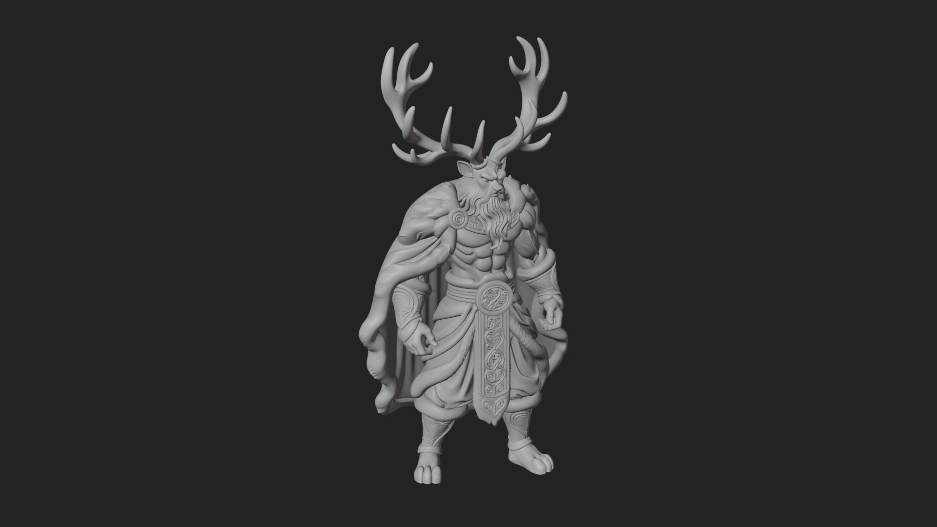 Antlered Forest God Statue Design 3 3D Print Model 3D Model