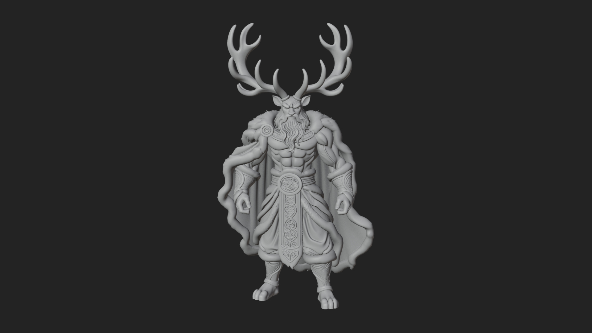 Antlered Forest God Statue Design 3 3D Print Model 3D Model