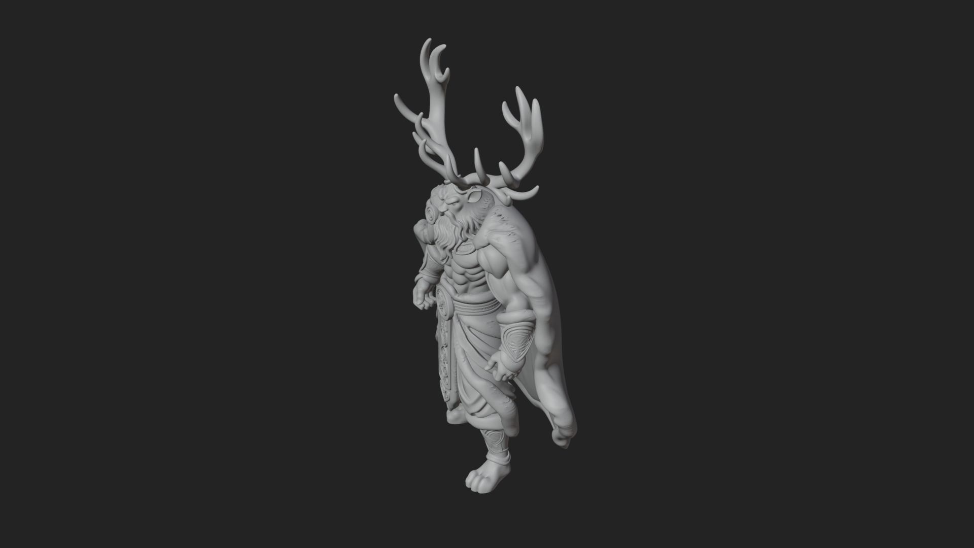 Antlered Forest God Statue Design 3 3D Print Model 3D Model