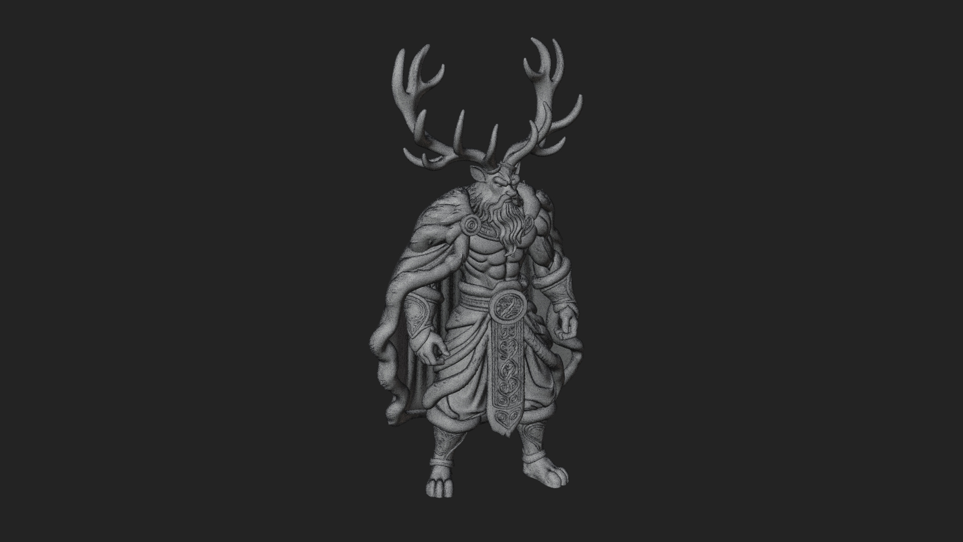 Antlered Forest God Statue Design 3 3D Print Model 3D Model