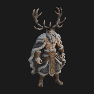 Antlered Forest God Statue Design 3 3D Print Model