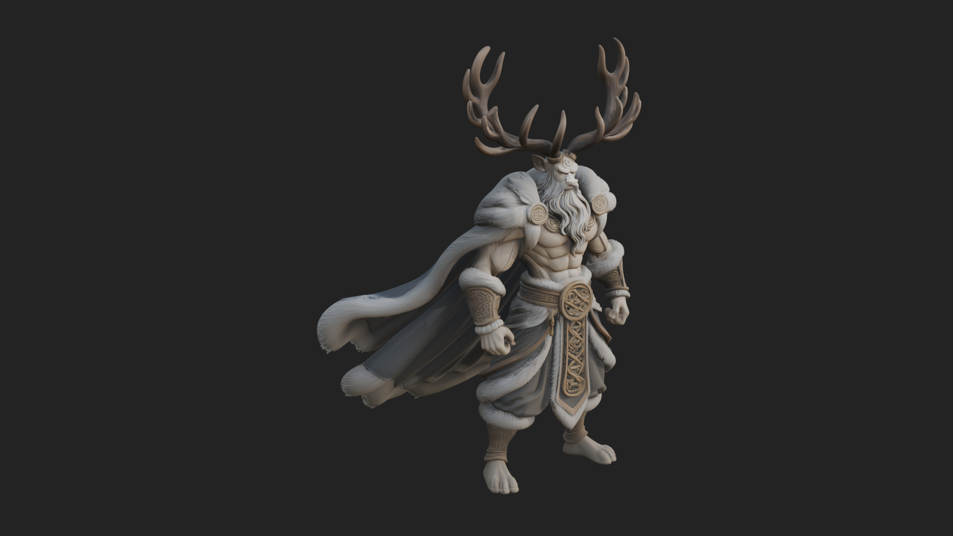 Antlered Forest God Statue Design 4 3D Print Model 3D Model