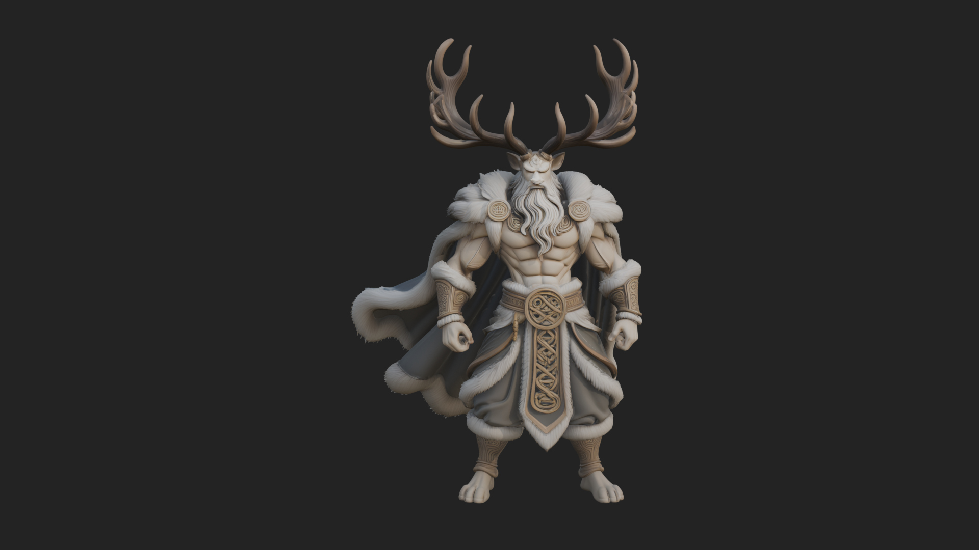 Antlered Forest God Statue Design 4 3D Print Model 3D Model