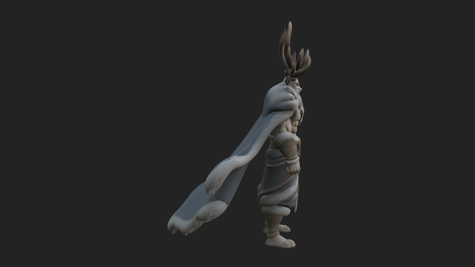 Antlered Forest God Statue Design 4 3D Print Model 3D Model