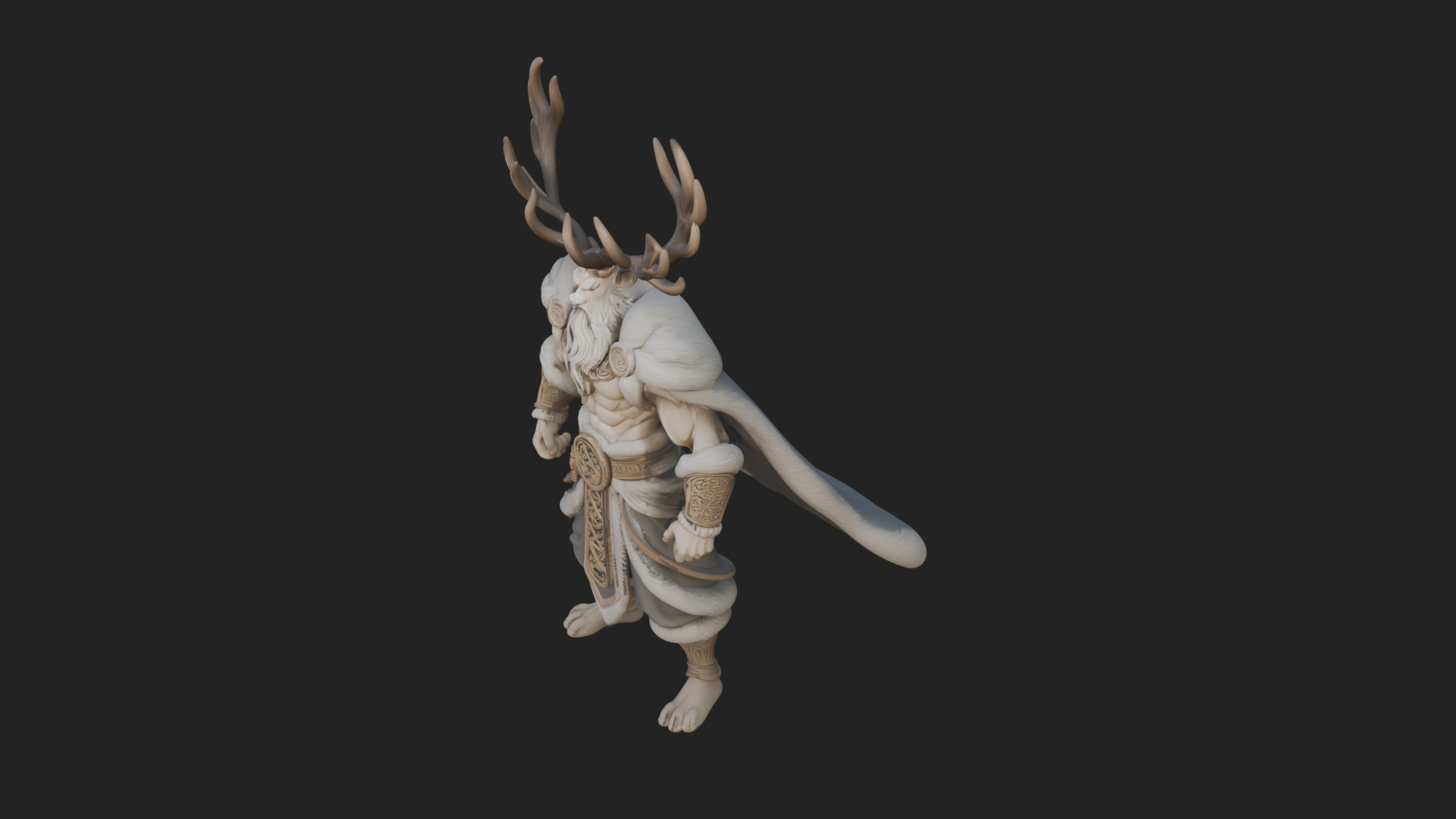Antlered Forest God Statue Design 4 3D Print Model 3D Model