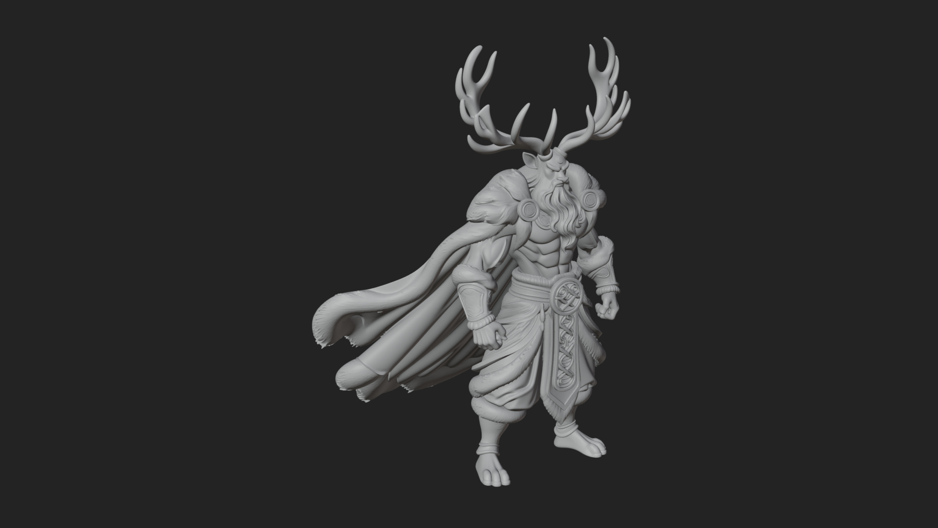 Antlered Forest God Statue Design 4 3D Print Model 3D Model