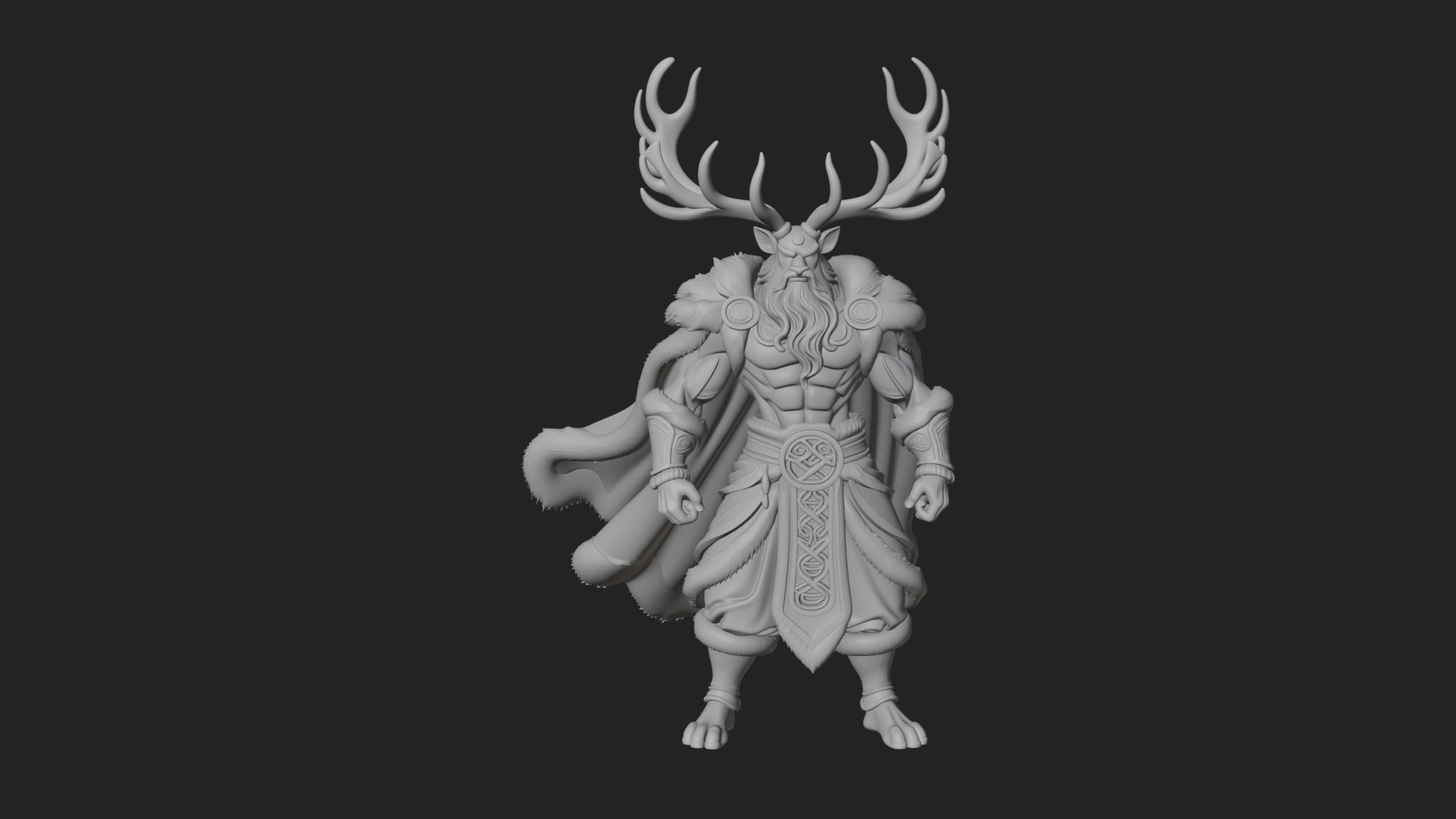 Antlered Forest God Statue Design 4 3D Print Model 3D Model
