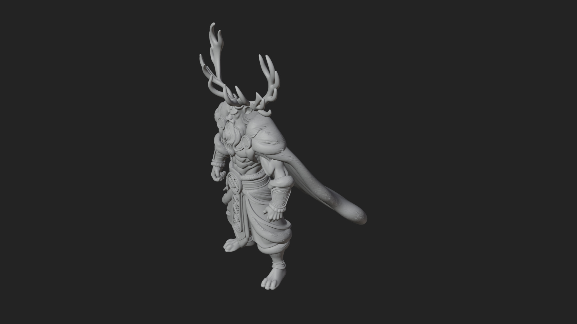 Antlered Forest God Statue Design 4 3D Print Model 3D Model