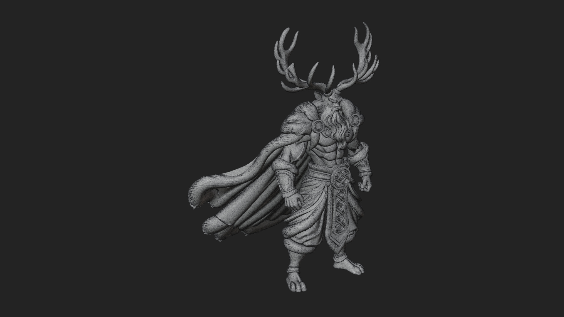 Antlered Forest God Statue Design 4 3D Print Model 3D Model