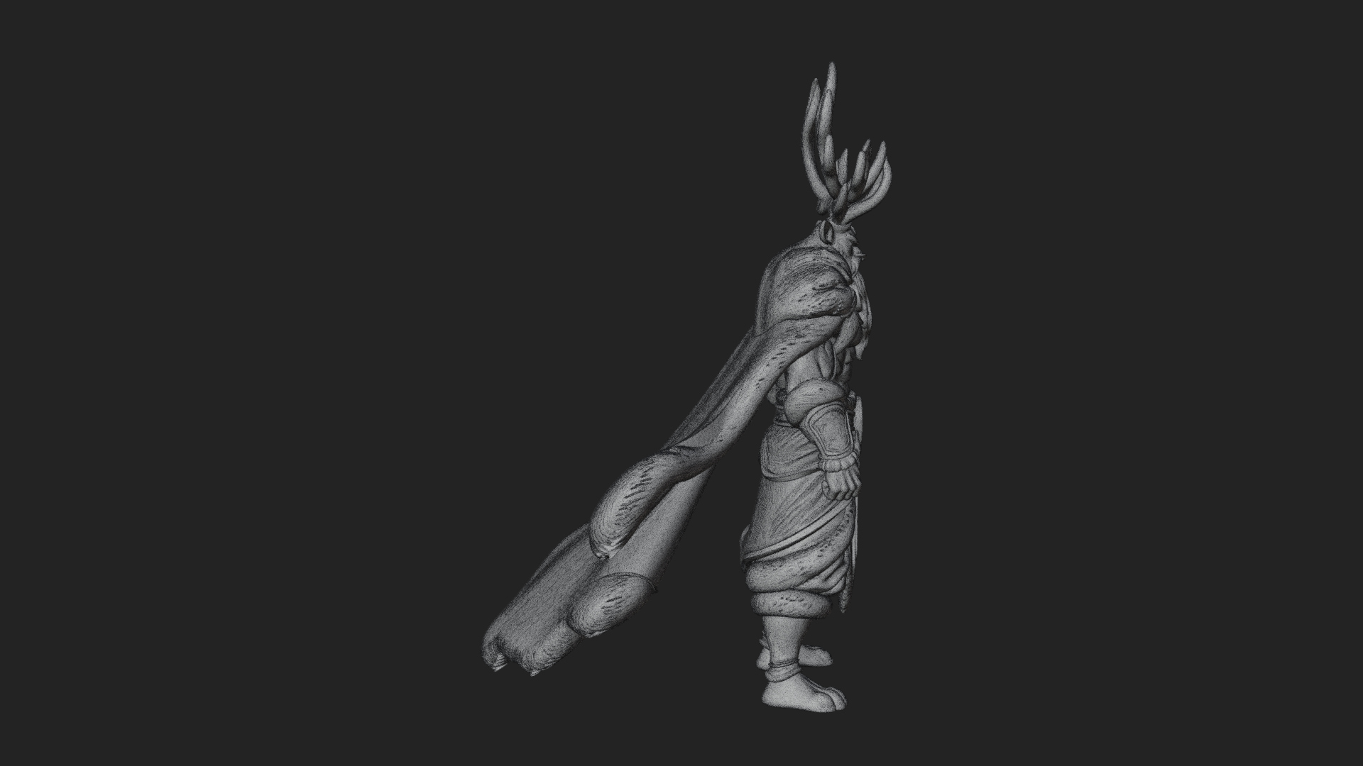 Antlered Forest God Statue Design 4 3D Print Model 3D Model