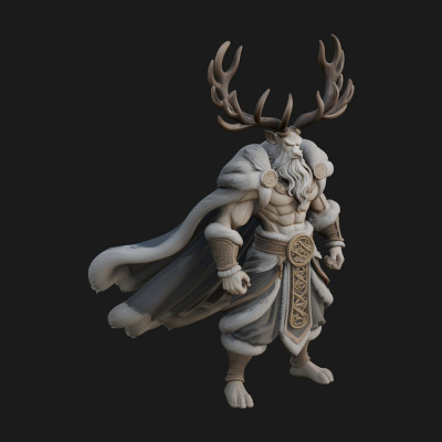 Antlered Forest God Statue Design 4 3D Print Model