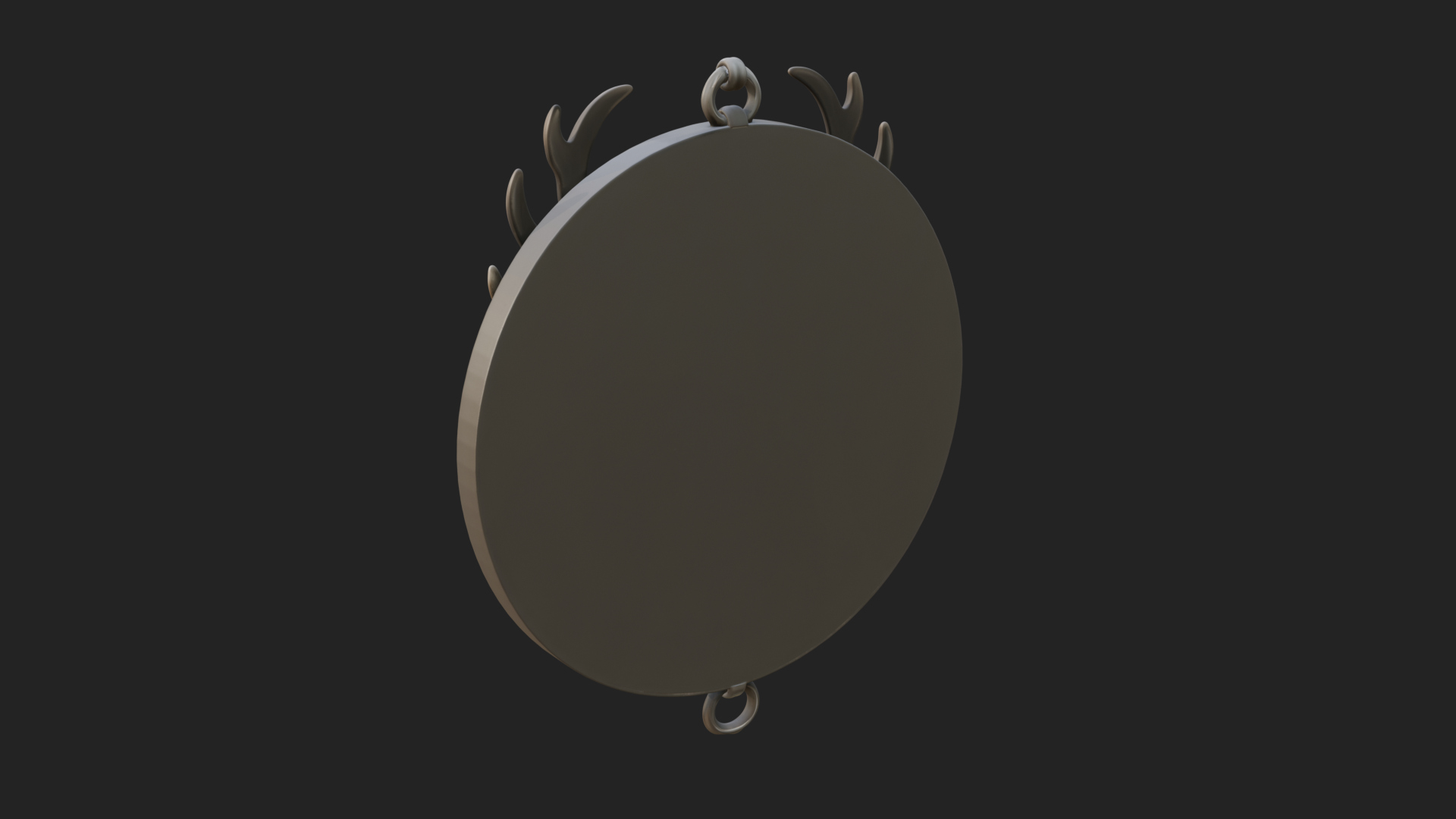 Antlered Skull Oval Relief Plaque Design 1 3D Print Model 3D Model