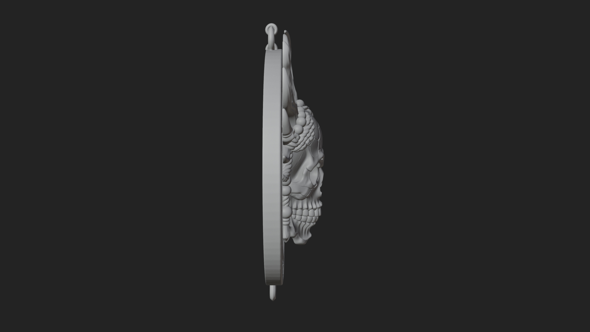 Antlered Skull Oval Relief Plaque Design 1 3D Print Model 3D Model