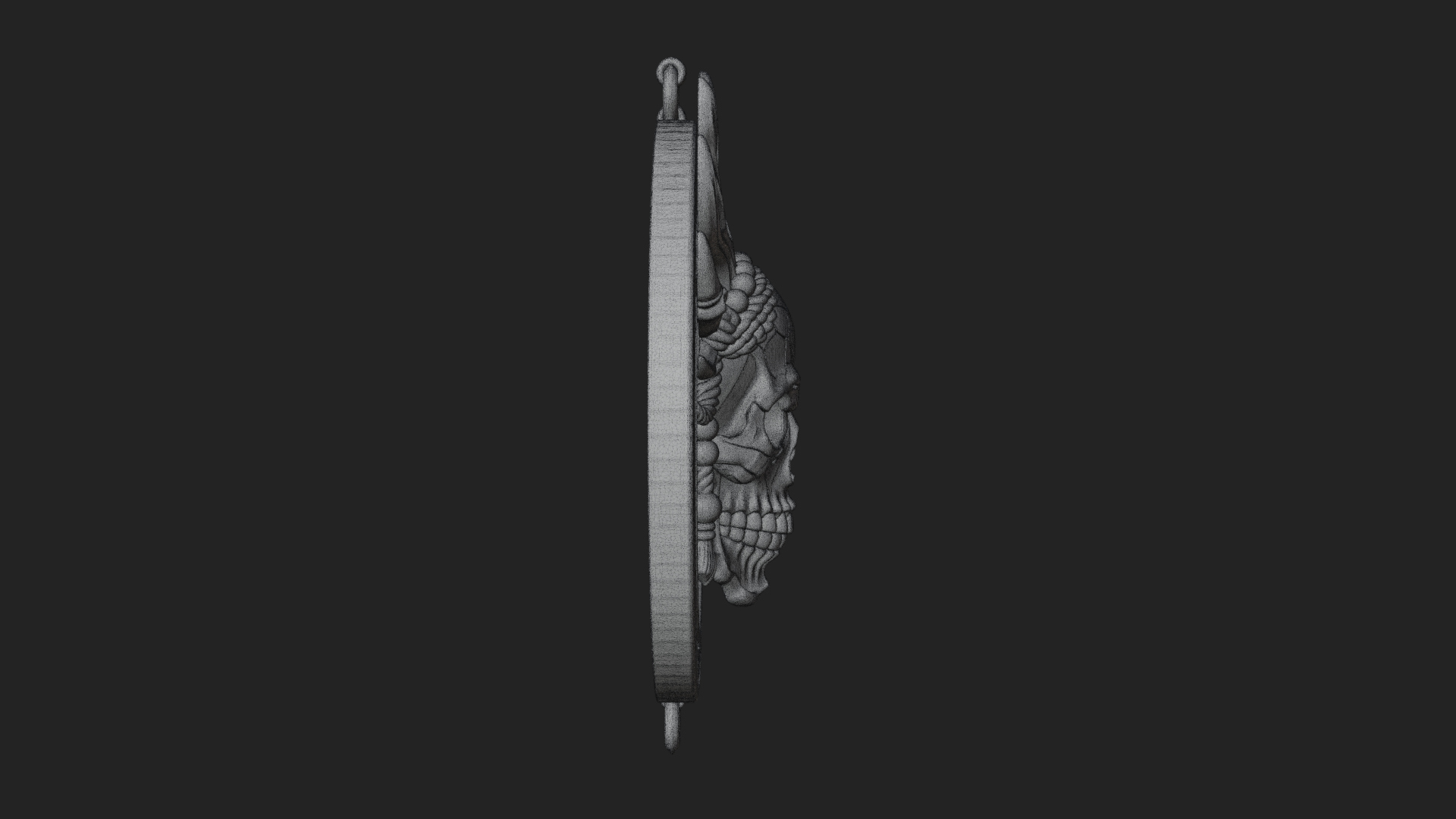 Antlered Skull Oval Relief Plaque Design 1 3D Print Model 3D Model