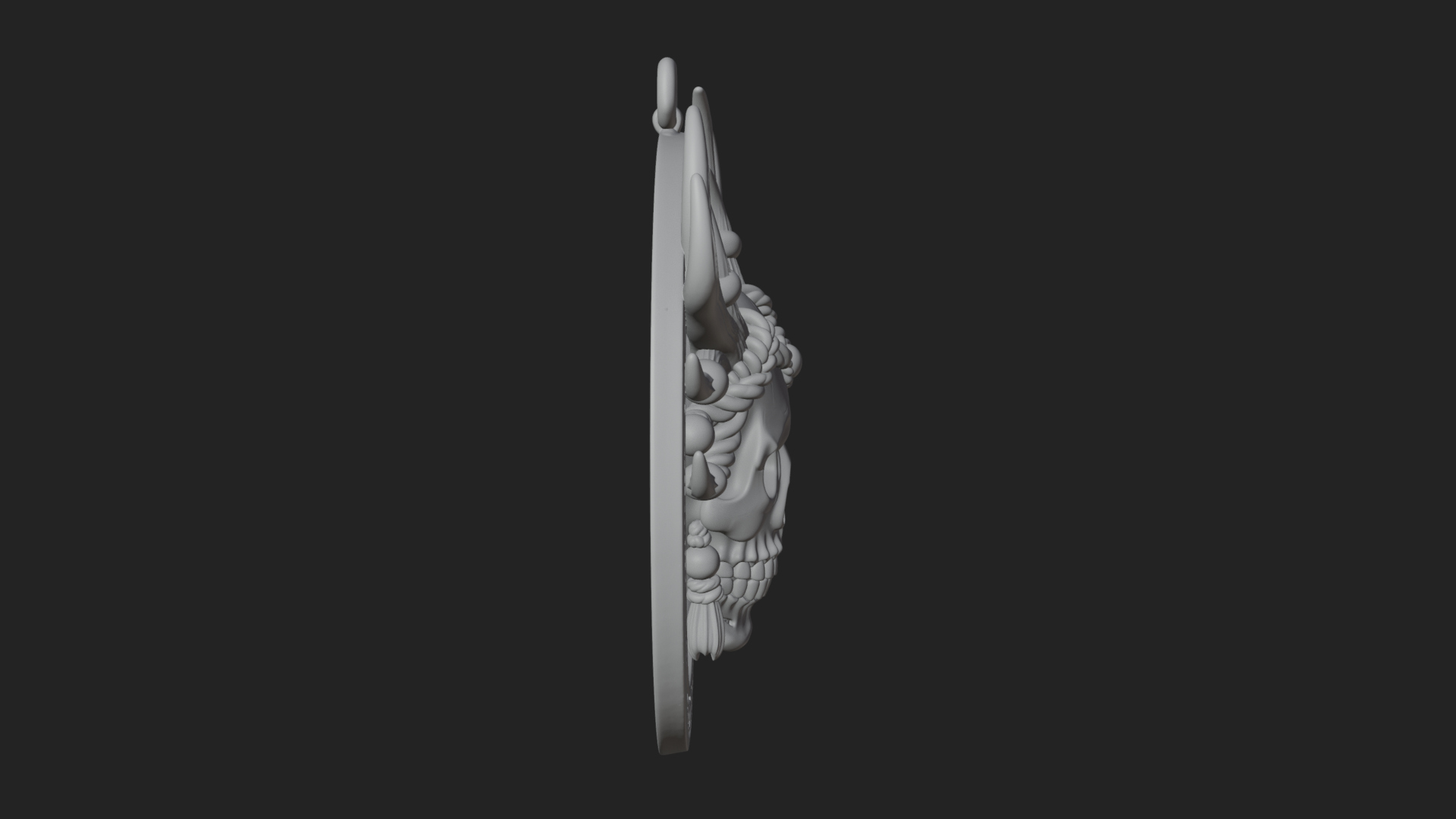 Antlered Skull Oval Relief Plaque Design 2 3D Print Model 3D Model