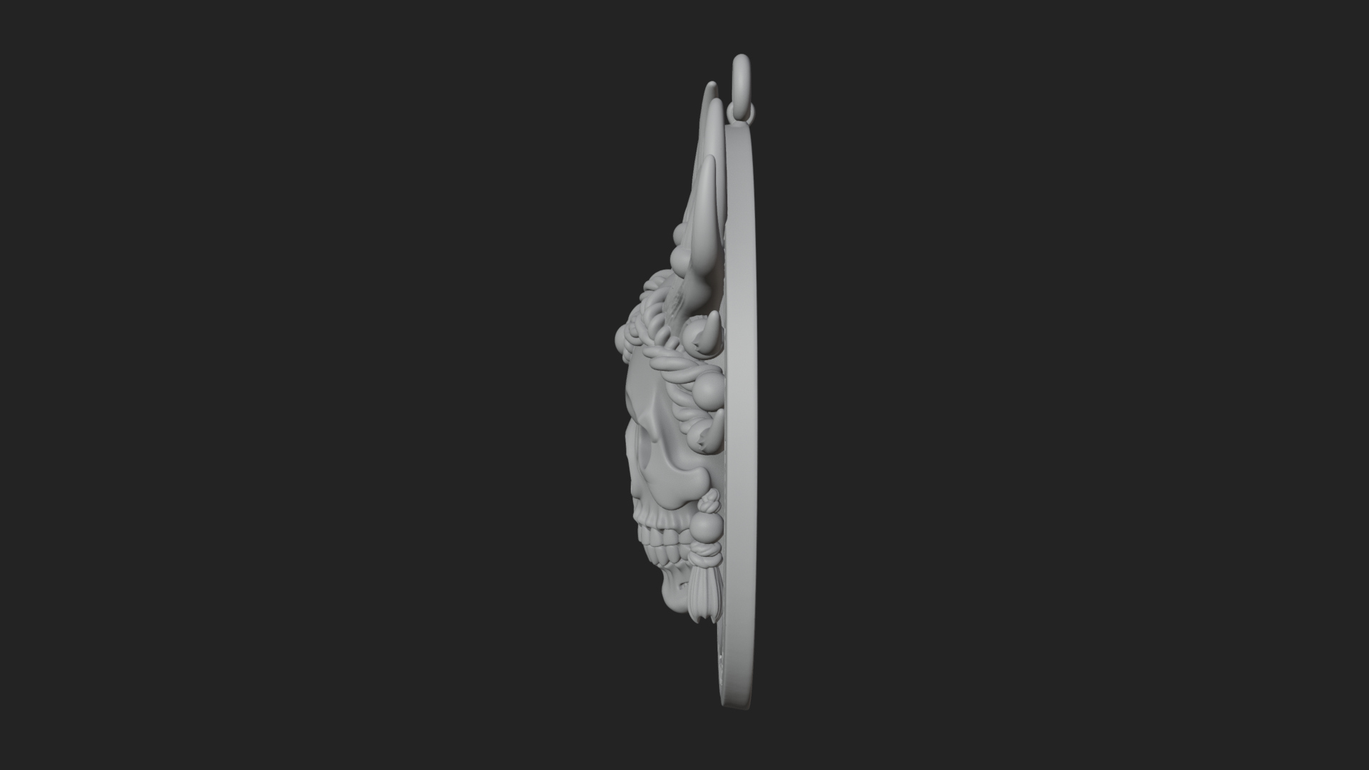 Antlered Skull Oval Relief Plaque Design 2 3D Print Model 3D Model