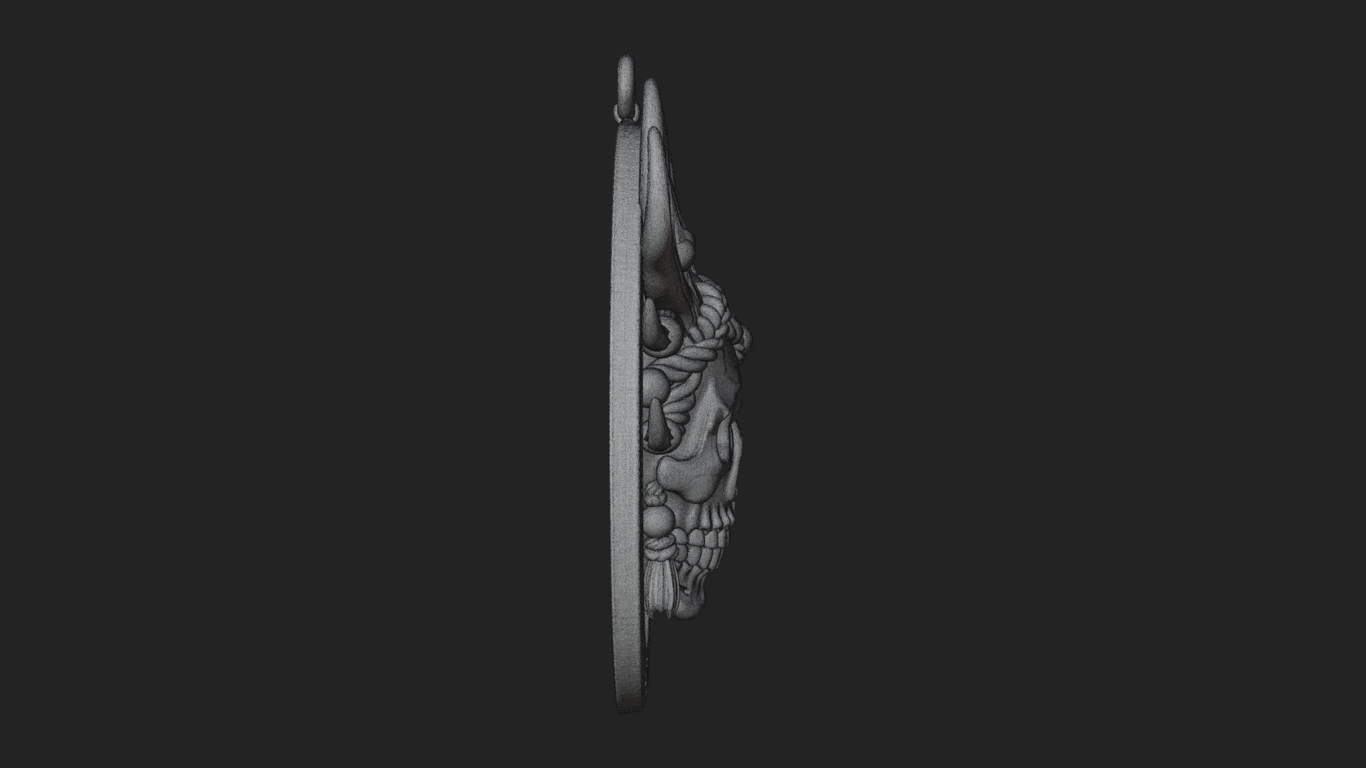 Antlered Skull Oval Relief Plaque Design 2 3D Print Model 3D Model