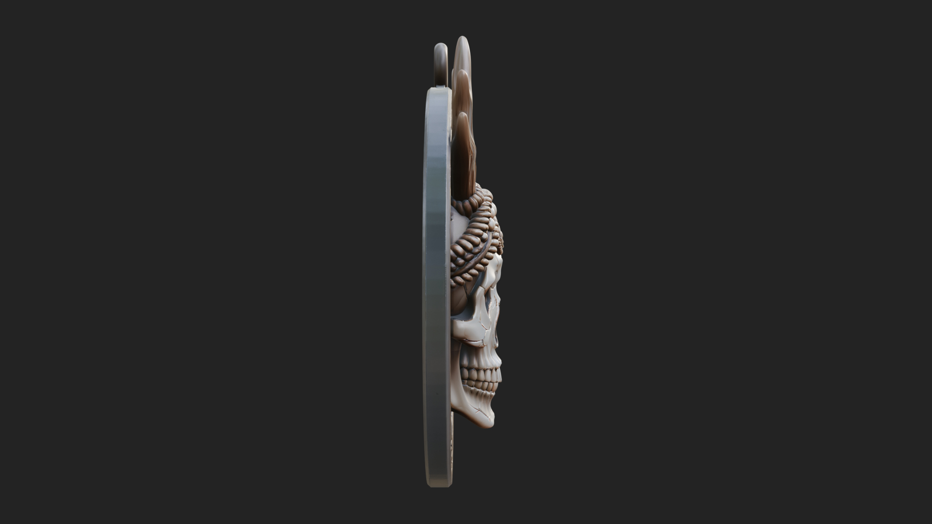Antlered Skull Oval Relief Plaque Design 3 3D Print Model 3D Model