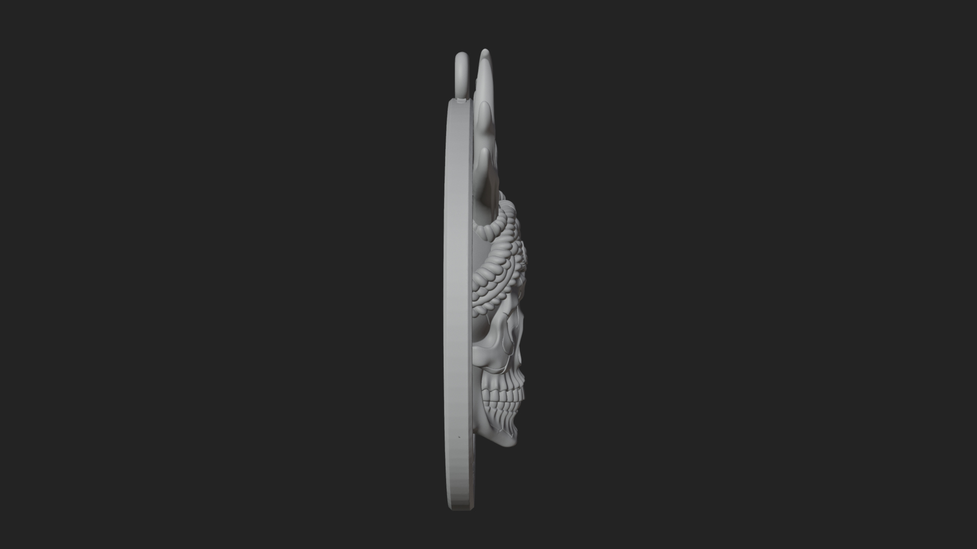 Antlered Skull Oval Relief Plaque Design 3 3D Print Model 3D Model