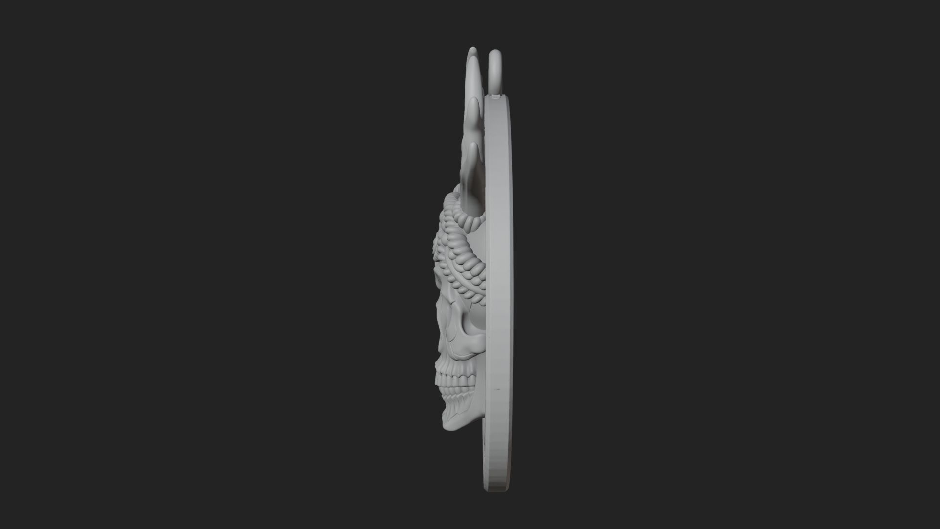 Antlered Skull Oval Relief Plaque Design 3 3D Print Model 3D Model