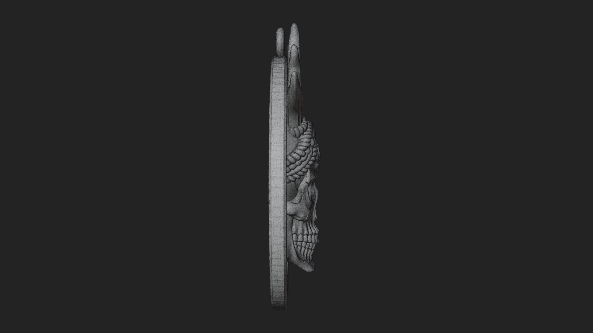 Antlered Skull Oval Relief Plaque Design 3 3D Print Model 3D Model
