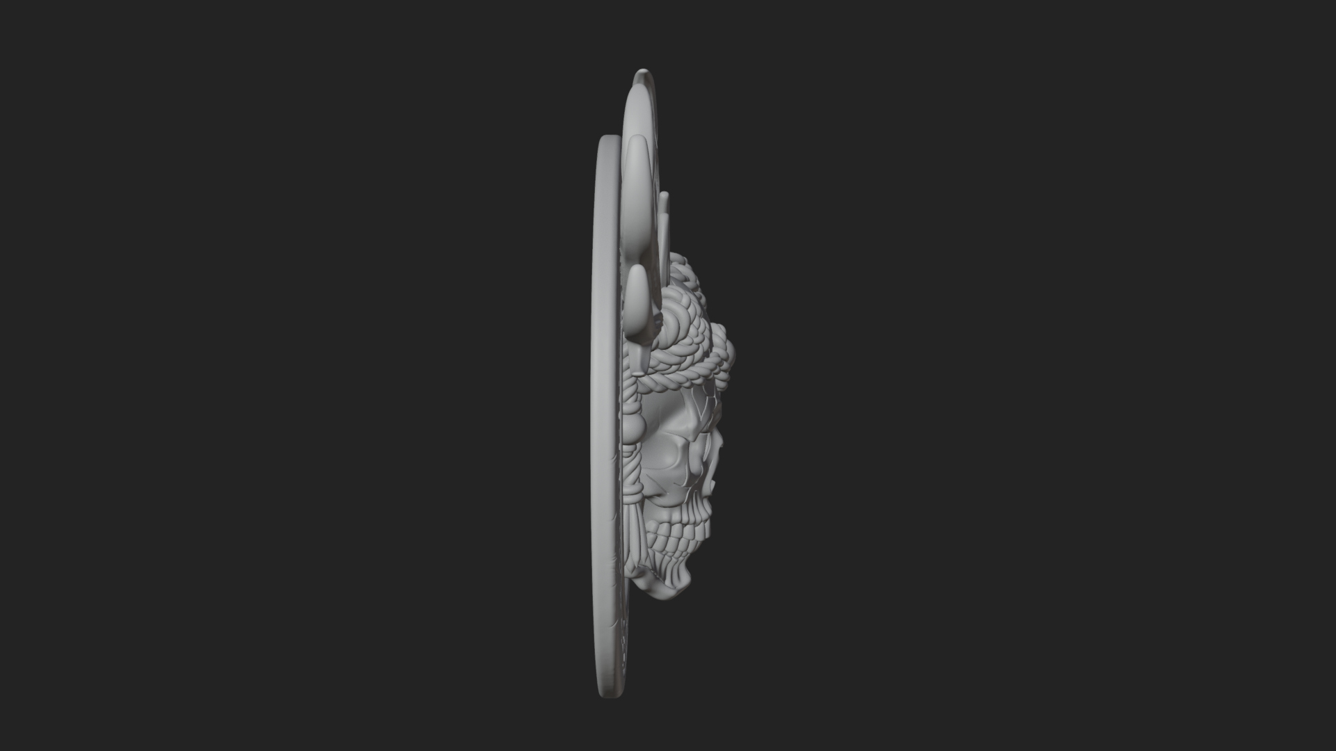 Antlered Skull Oval Relief Plaque Design 4 3D Print Model 3D Model