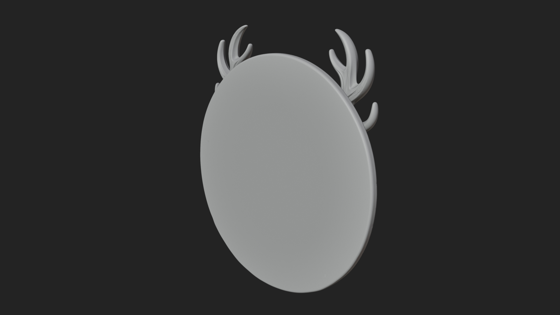 Antlered Skull Oval Relief Plaque Design 4 3D Print Model 3D Model
