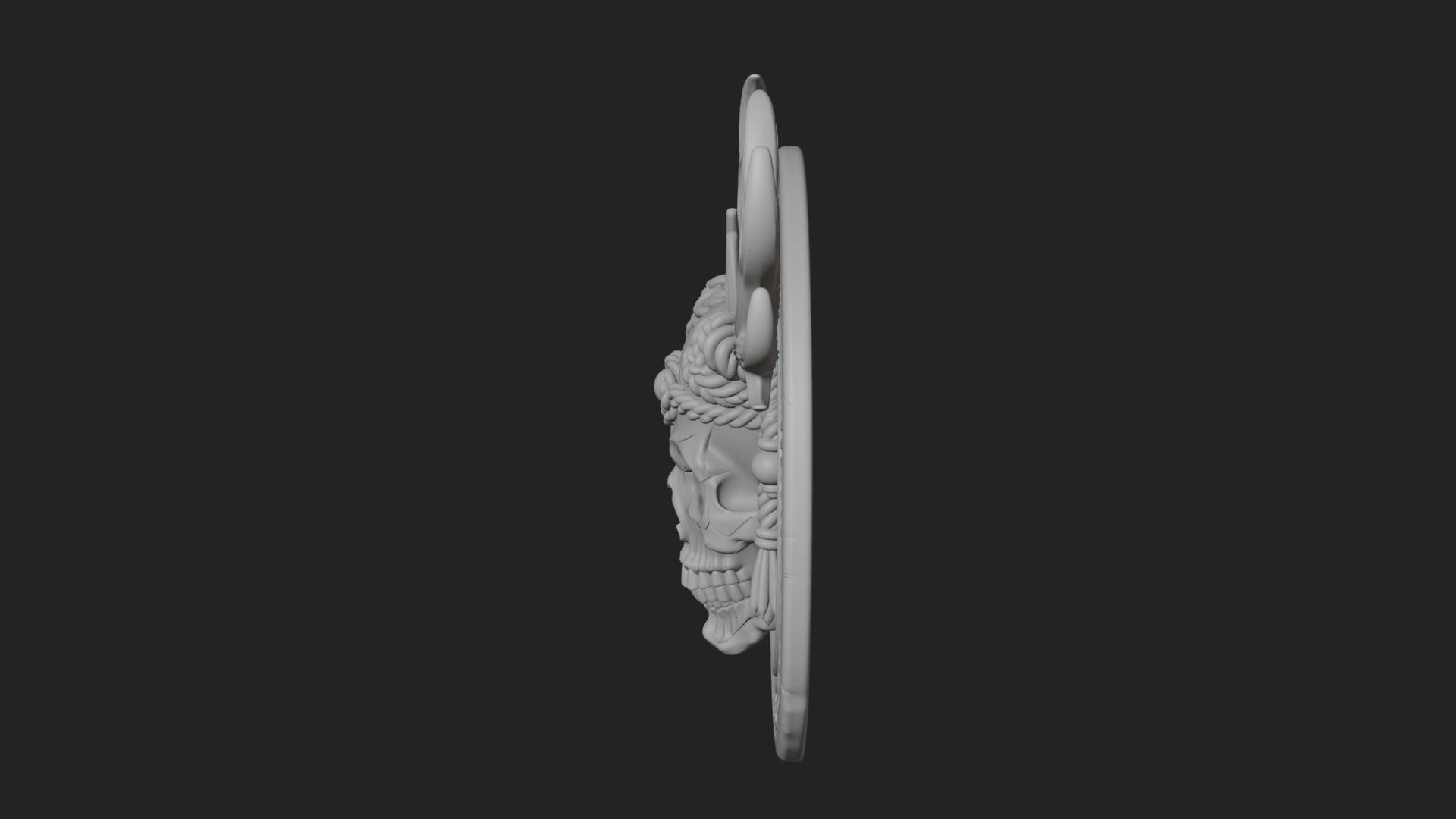 Antlered Skull Oval Relief Plaque Design 4 3D Print Model 3D Model