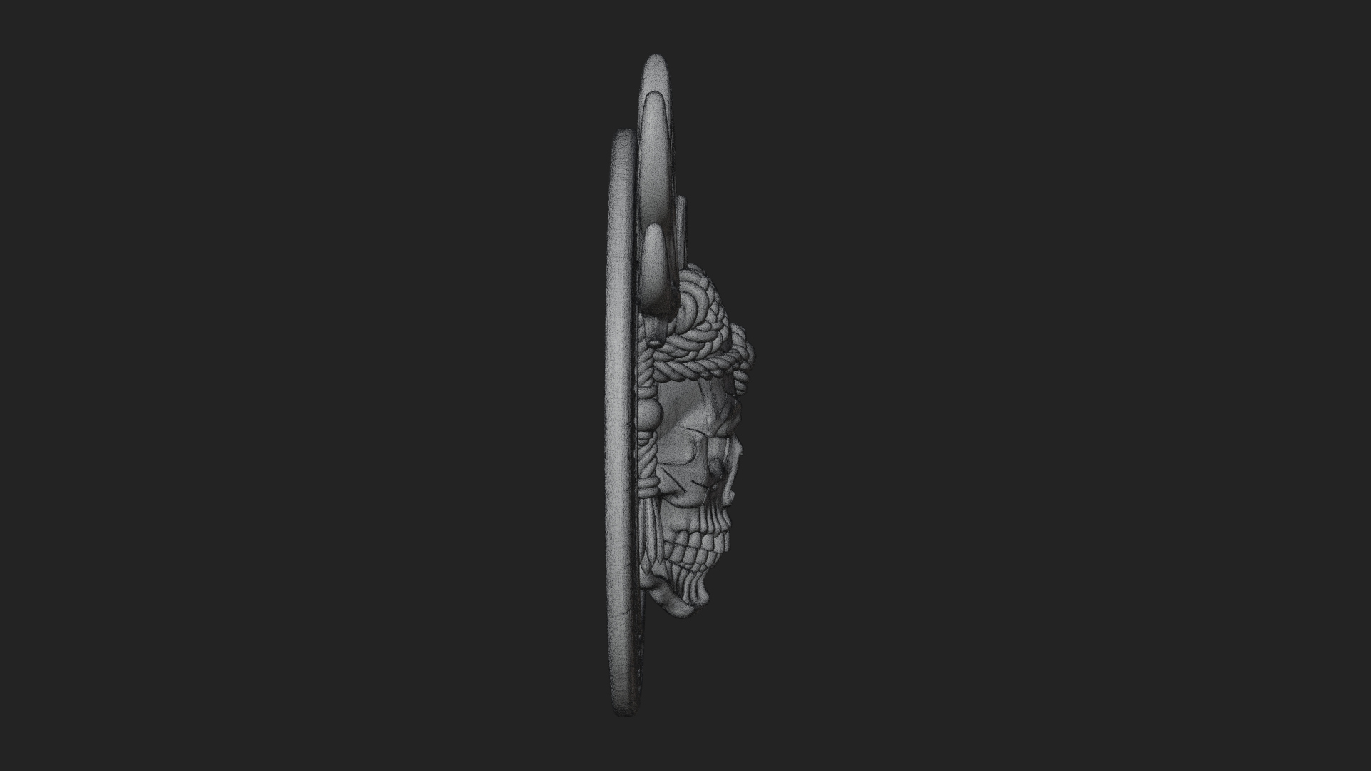 Antlered Skull Oval Relief Plaque Design 4 3D Print Model 3D Model