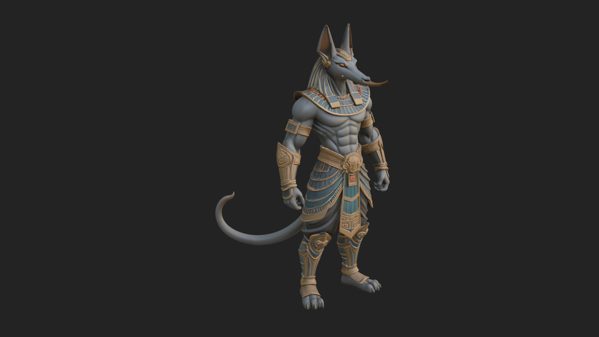 Anubis Egyptian God Statue Design 12 3D Print Model 3D Model