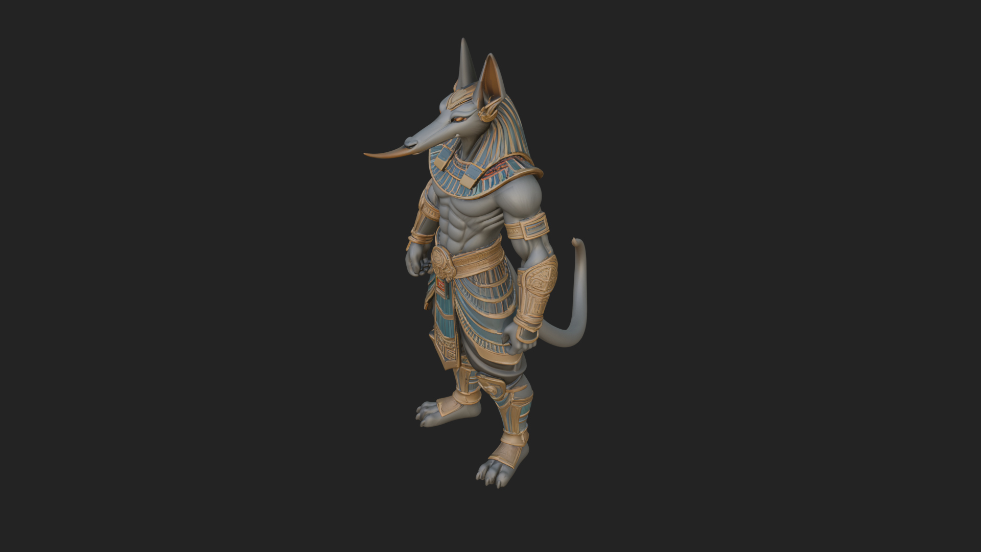 Anubis Egyptian God Statue Design 12 3D Print Model 3D Model