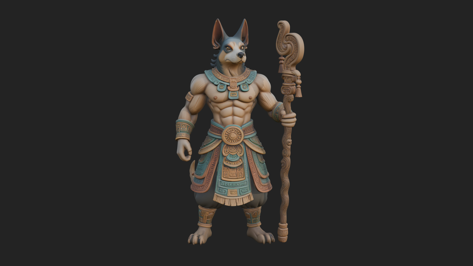 Anubis Egyptian God Statue Design 14 3D Print Model 3D Model