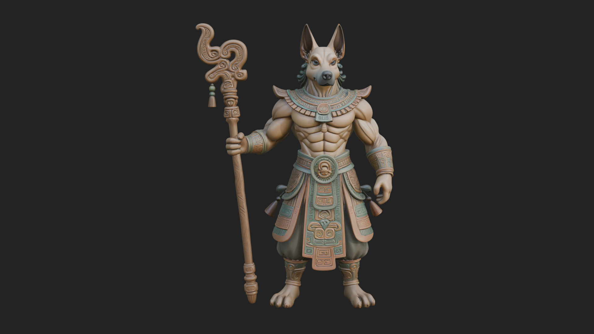 Anubis Egyptian God Statue Design 18 3D Print Model 3D Model