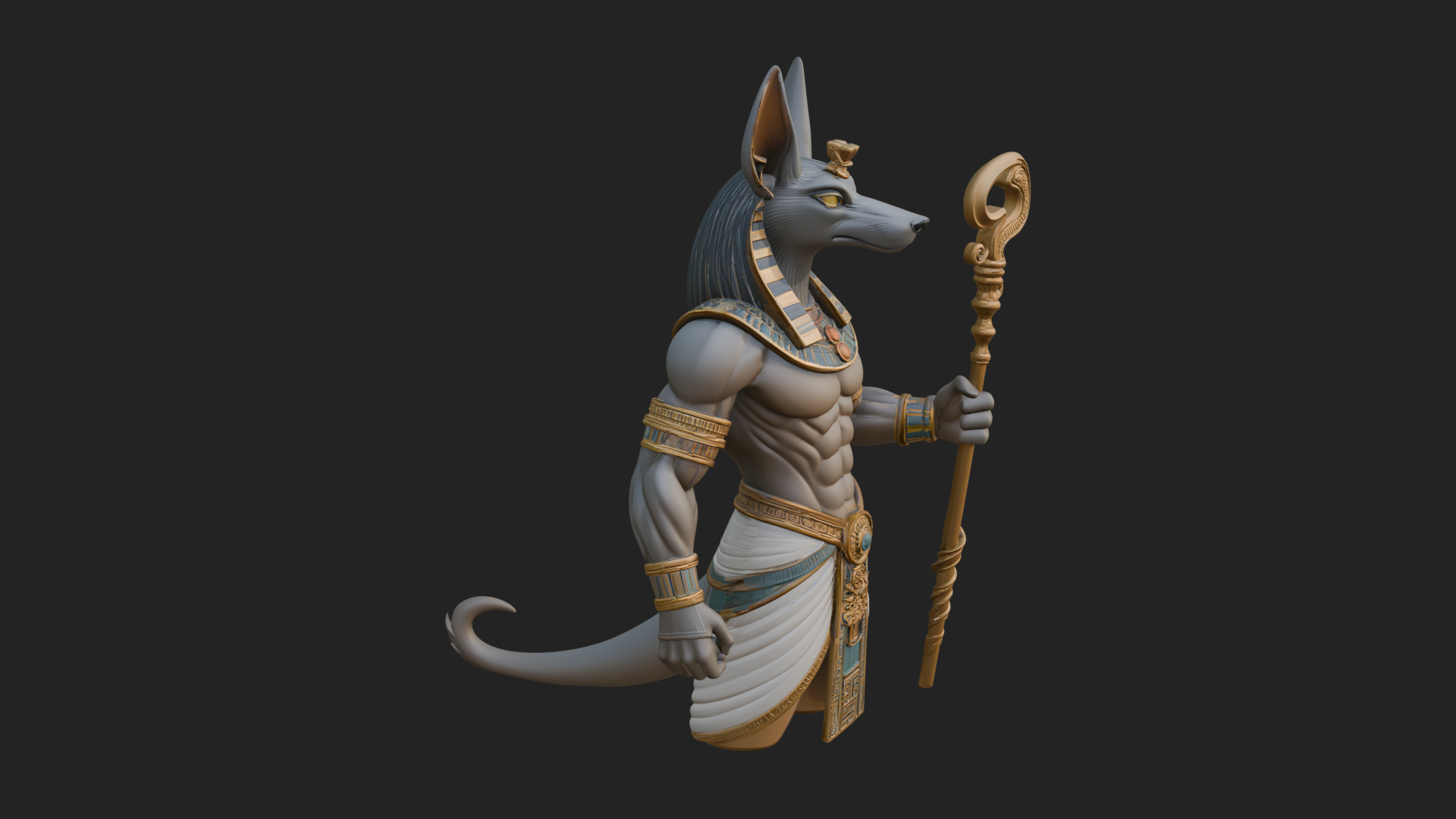 Anubis Egyptian God Statue Design 19 3d Print Model 3D Model
