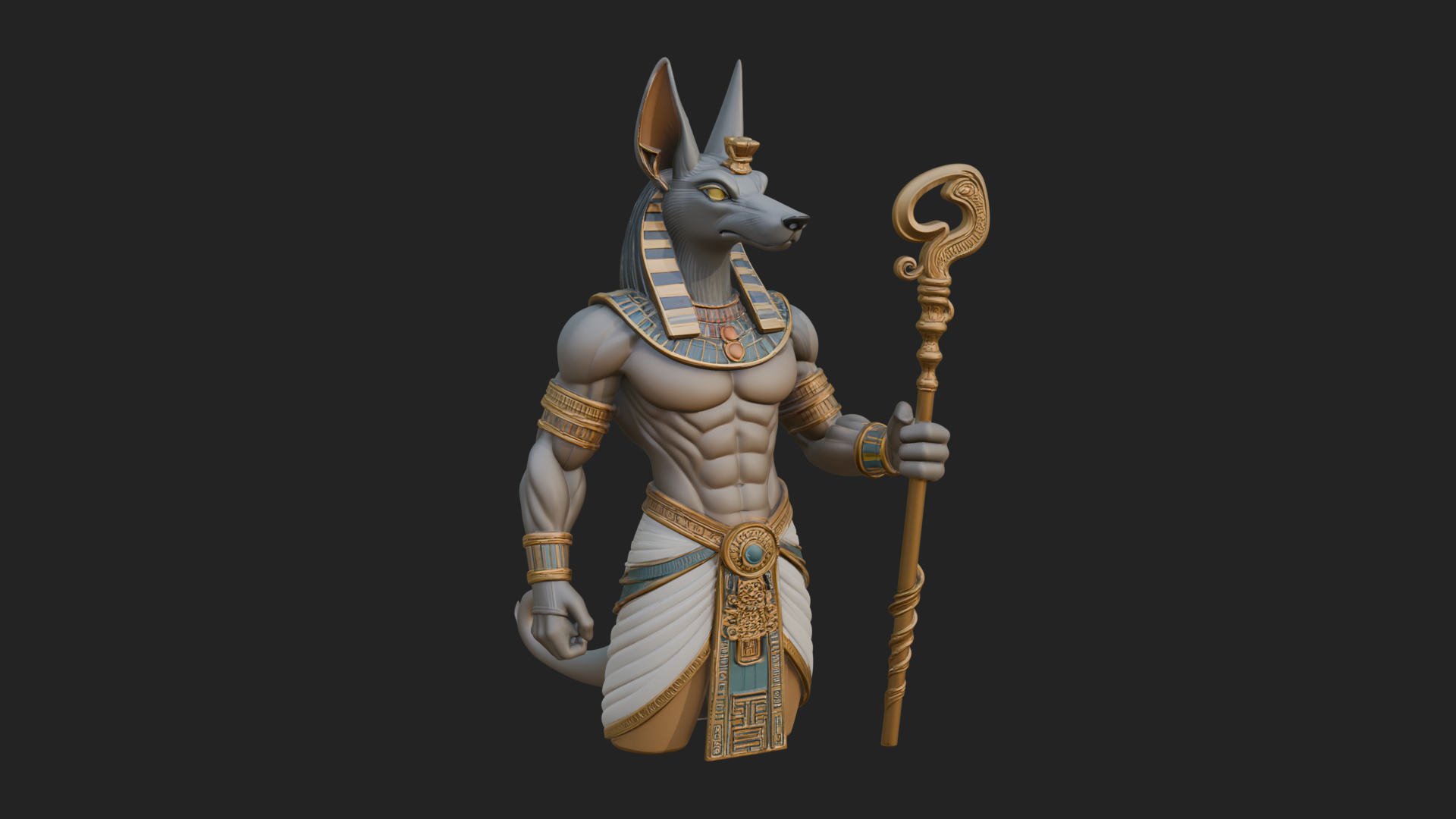 Anubis Egyptian God Statue Design 19 3d Print Model 3D Model