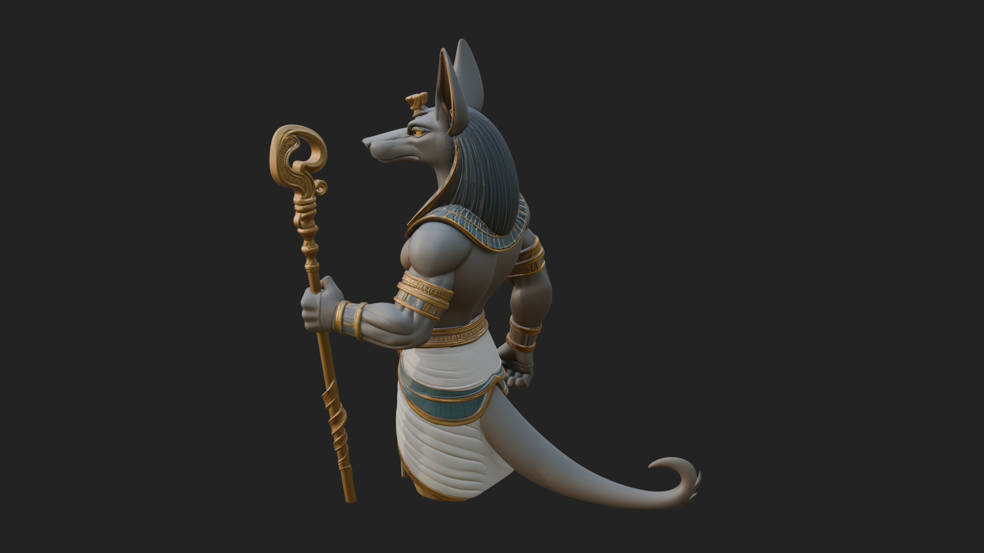 Anubis Egyptian God Statue Design 19 3d Print Model 3D Model