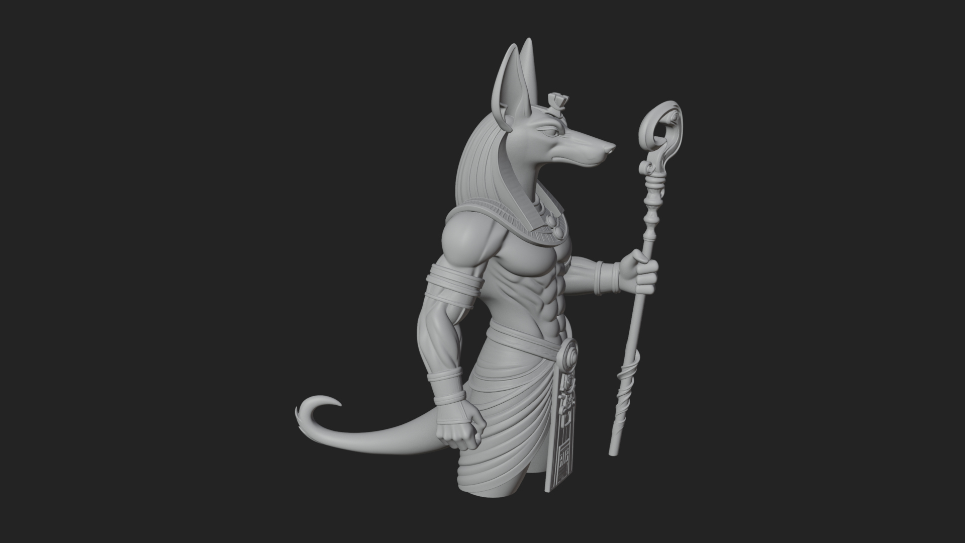 Anubis Egyptian God Statue Design 19 3d Print Model 3D Model