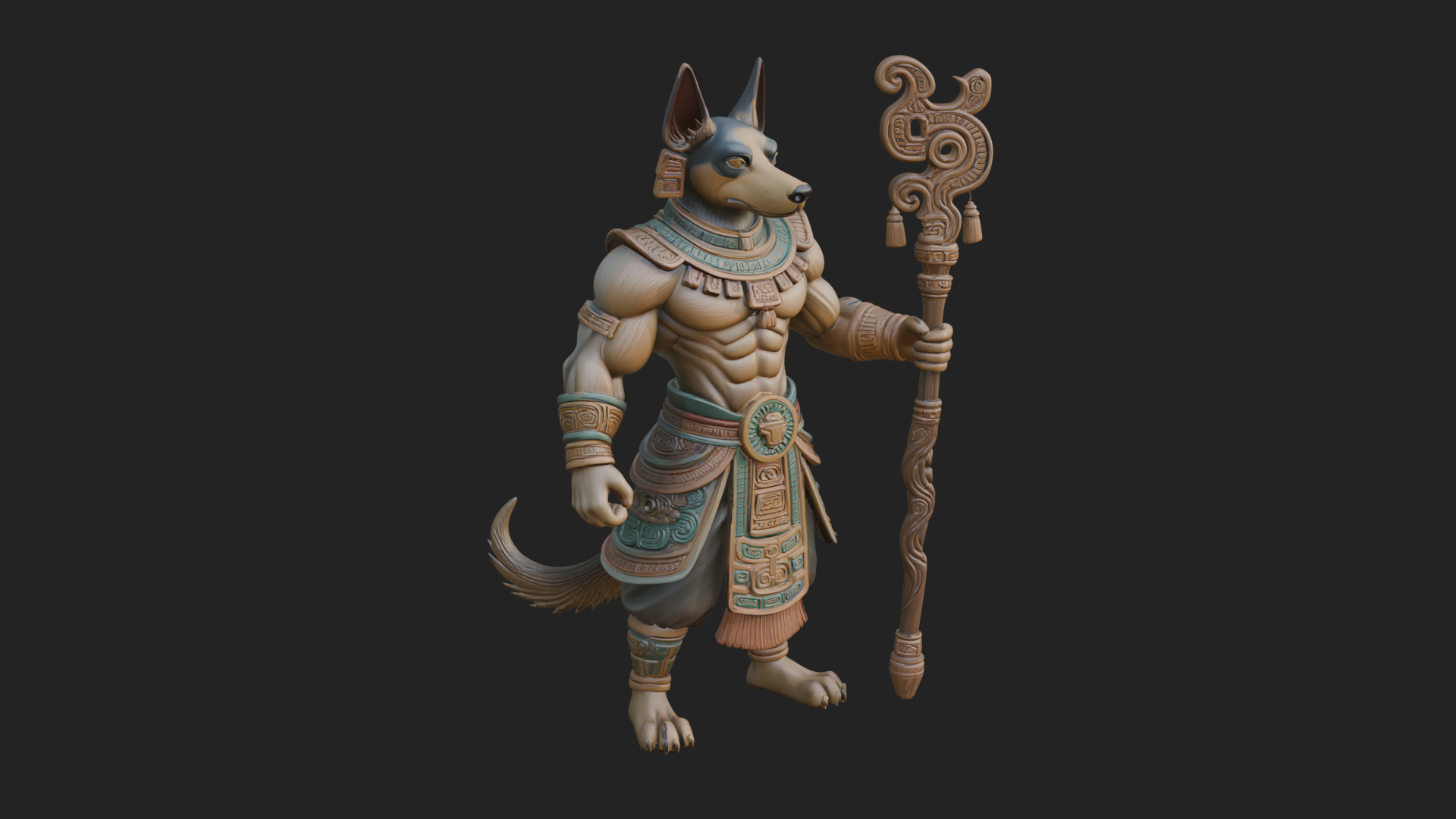 Anubis Egyptian God Statue Design 21 3D Print Model 3D Model