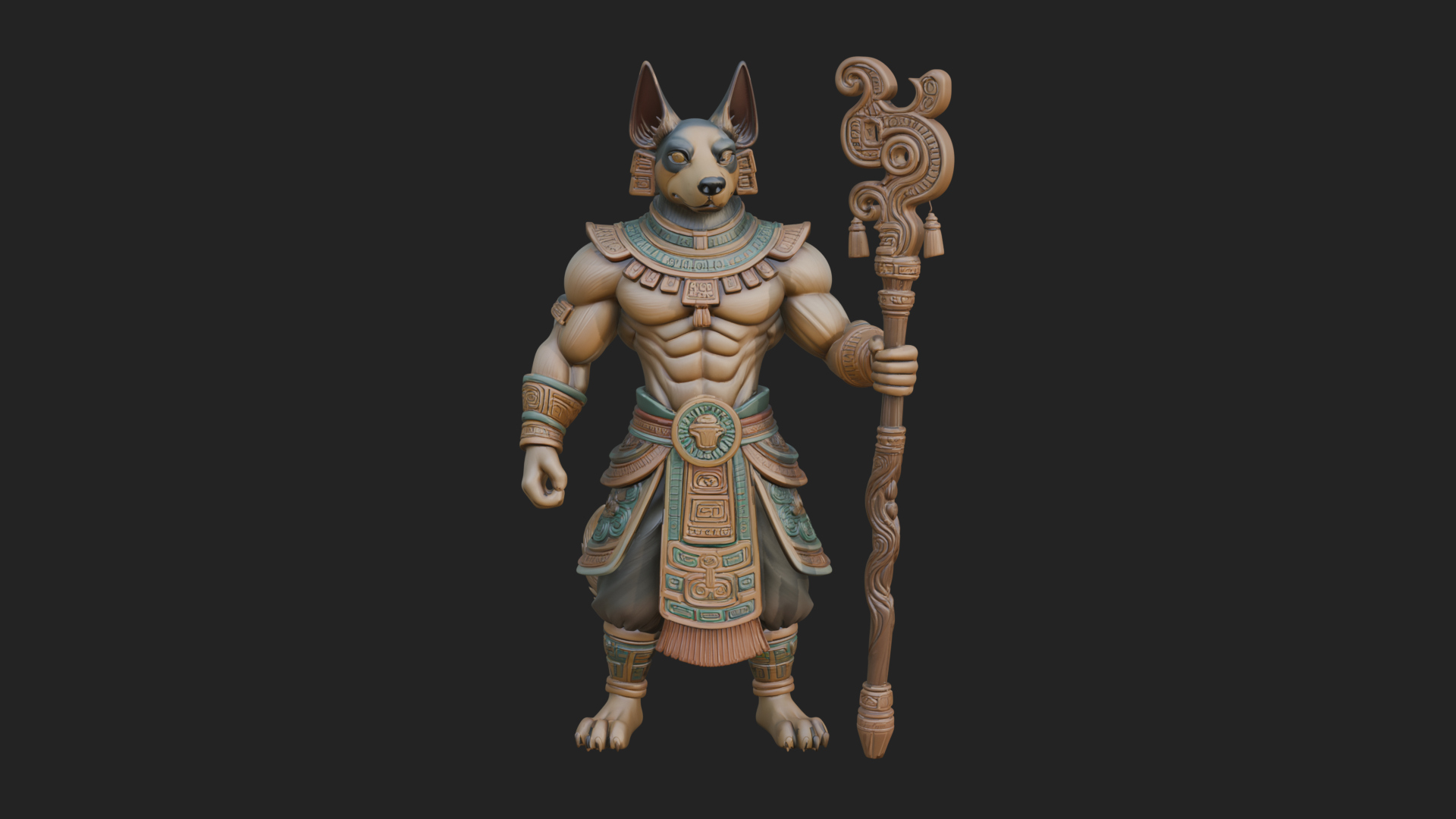Anubis Egyptian God Statue Design 21 3D Print Model 3D Model