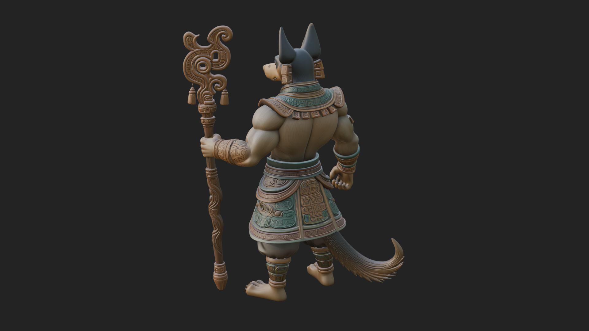 Anubis Egyptian God Statue Design 21 3D Print Model 3D Model