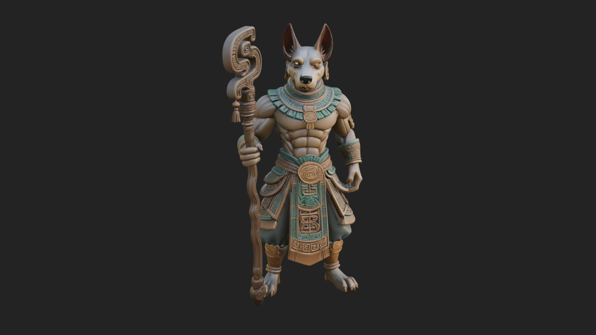 Anubis Egyptian God Statue Design 22 3D Print Model 3D Model