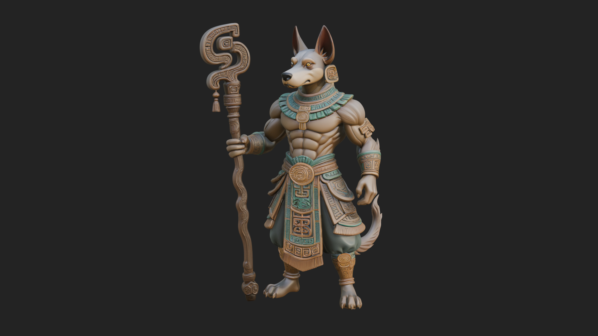 Anubis Egyptian God Statue Design 22 3D Print Model 3D Model