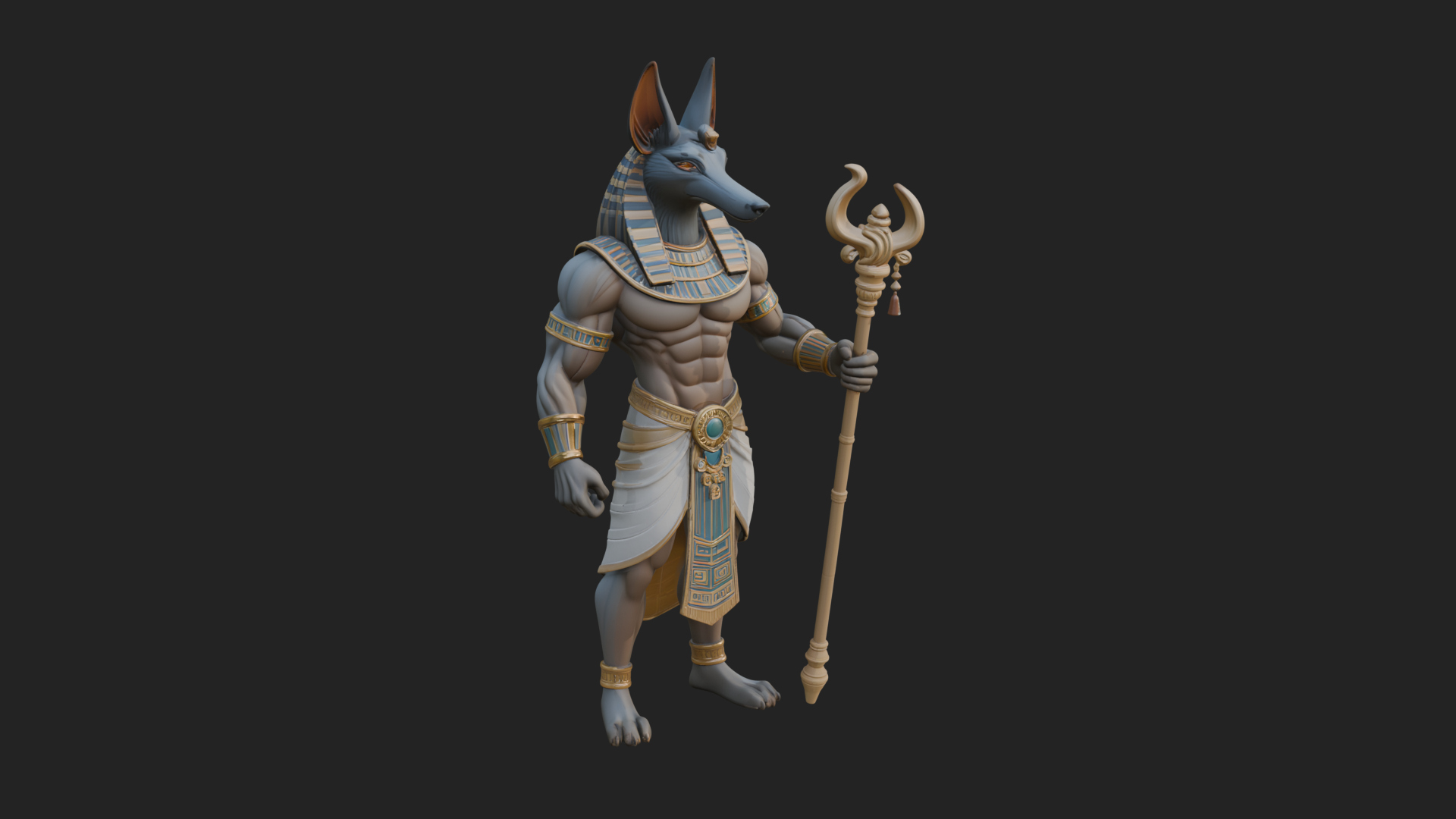 Anubis Egyptian God Statue Design 23 3D Print Model 3D Model