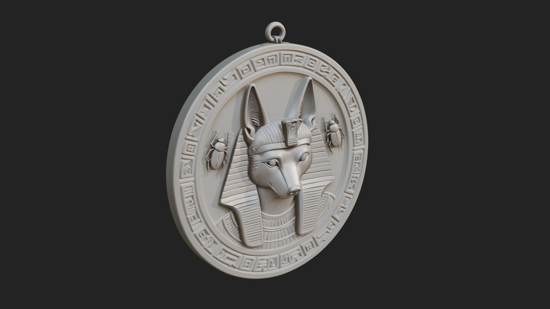 Anubis Head Oval Relief Plaque Design 1 3D Print Model 3D Model