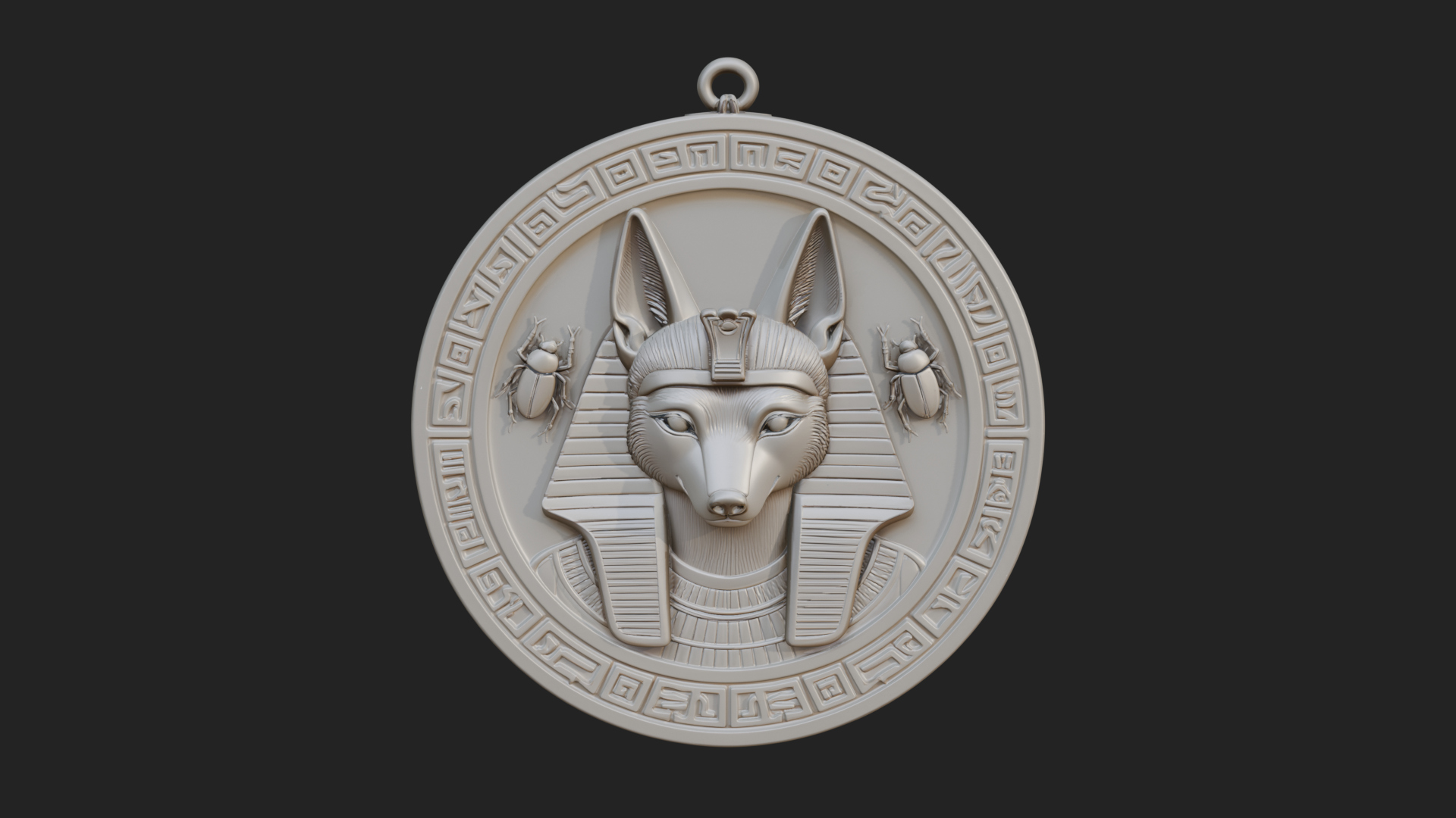 Anubis Head Oval Relief Plaque Design 1 3D Print Model 3D Model