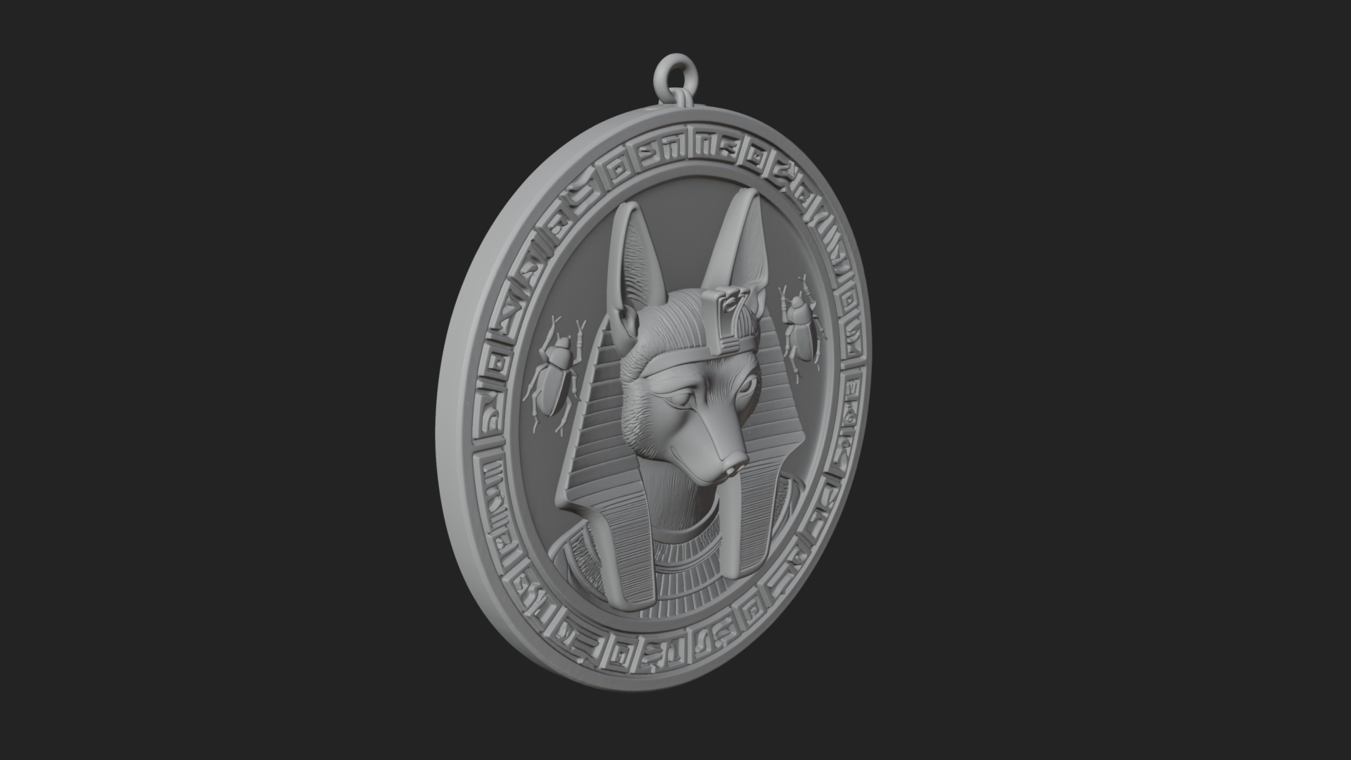Anubis Head Oval Relief Plaque Design 1 3D Print Model 3D Model